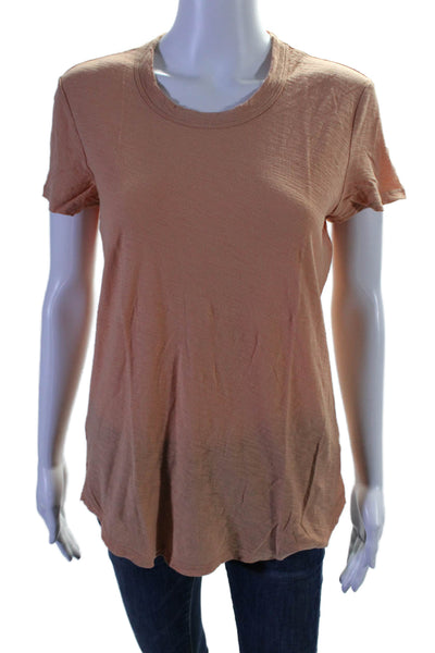 Standard James Perse Womens Short Sleeves Round Neck Basic T-Shirt Orange Size 3