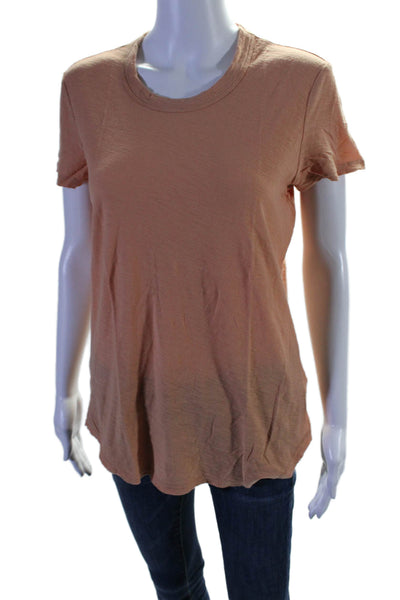 Standard James Perse Womens Short Sleeves Round Neck Basic T-Shirt Orange Size 3