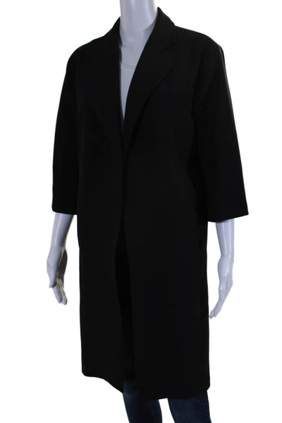 Toccin Womens Black Collar Open Front 3/4 Sleeve Long Jacket Size XS