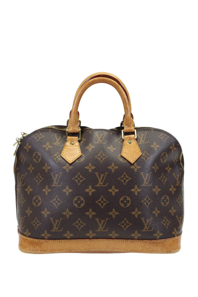 Louis Vuitton Womens Brown Leather Monogram Alma PM Satchel Bag Handbag