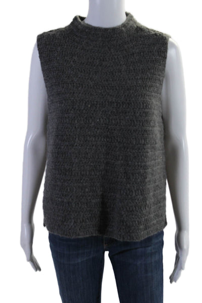 Eileen Fisher Womens Knitted High Neck Sleeveless Pullover Sweater Gray Size XXS