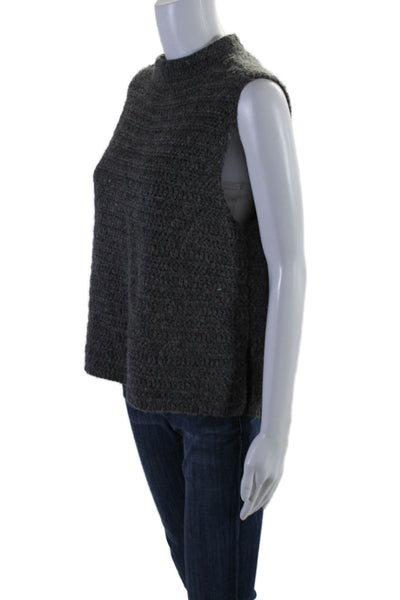 Eileen Fisher Womens Knitted High Neck Sleeveless Pullover Sweater Gray Size XXS