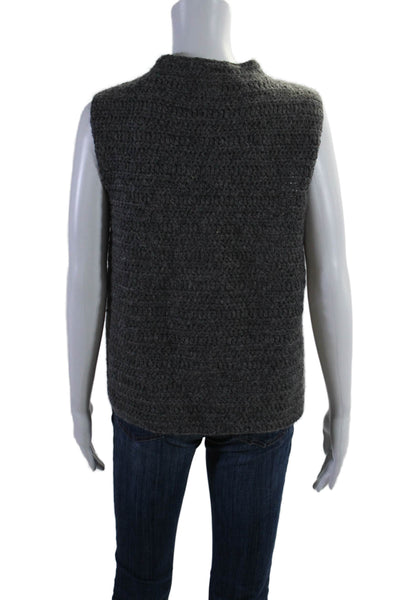 Eileen Fisher Womens Knitted High Neck Sleeveless Pullover Sweater Gray Size XXS