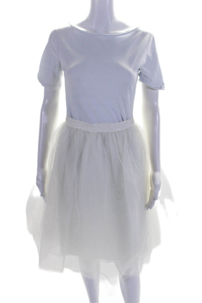 Elizabeth and James Womens White Zip Back Knee Length Tutu Skirt Size 2