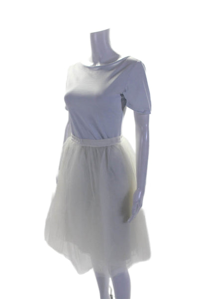 Elizabeth and James Womens White Zip Back Knee Length Tutu Skirt Size 2