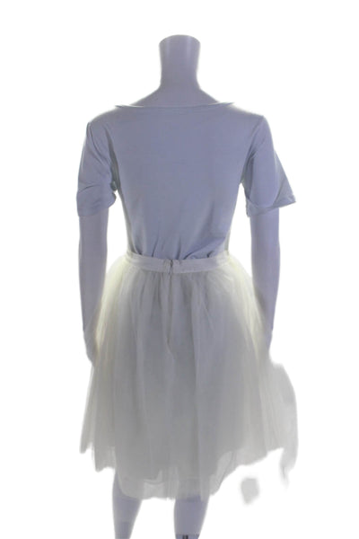 Elizabeth and James Womens White Zip Back Knee Length Tutu Skirt Size 2