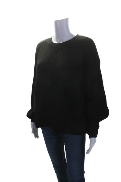 DKNY Womens Knitted Ribbed Textured Long Sleeve Pullover Sweater Black Size M