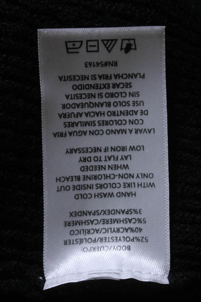 DKNY Womens Knitted Ribbed Textured Long Sleeve Pullover Sweater Black Size M