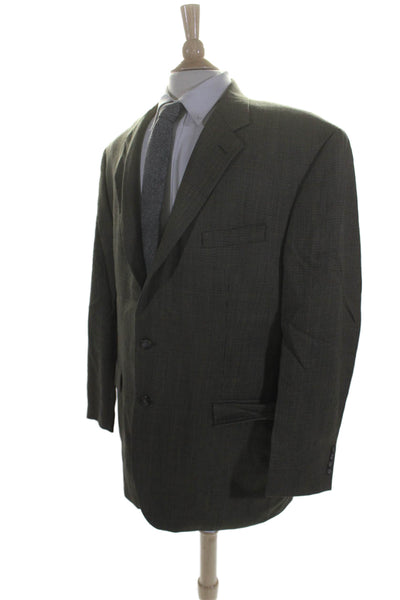 Chaps Ralph Lauren Mens Wool Striped Textured Buttoned Blazer Green Size EUR 48