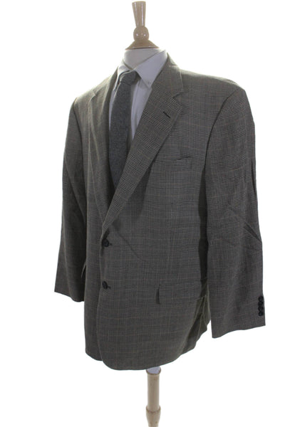 346 Brooks Brothers Mens Silk Houndstooth Buttoned Blazer Brown Size EUR 48L