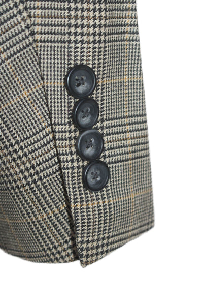 346 Brooks Brothers Mens Silk Houndstooth Buttoned Blazer Brown Size EUR 48L