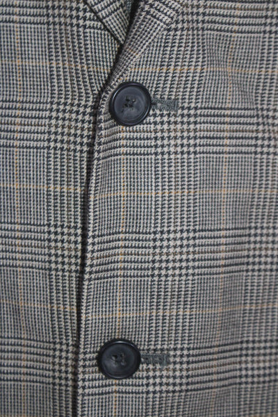 346 Brooks Brothers Mens Silk Houndstooth Buttoned Blazer Brown Size EUR 48L