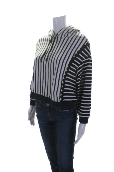 Jonathan Simkhai Womens Cotton Navy Striped Long Sleeve Pullover Hoodie Size S