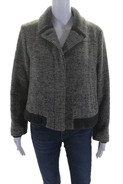 Opening Ceremony Womens Wool Gray Textured Collar Zip Long Sleeve Jacket Size L