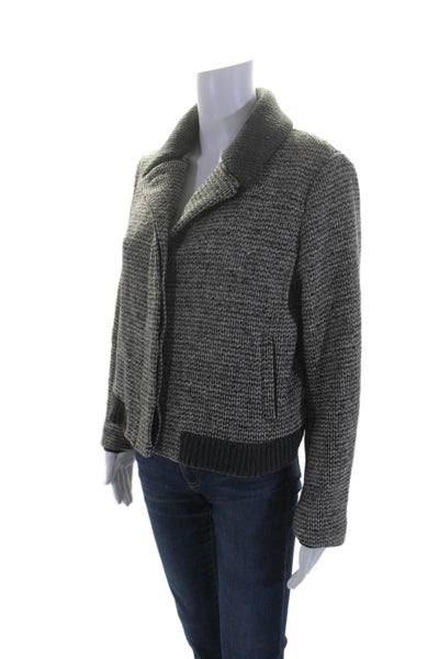 Opening Ceremony Womens Wool Gray Textured Collar Zip Long Sleeve Jacket Size L