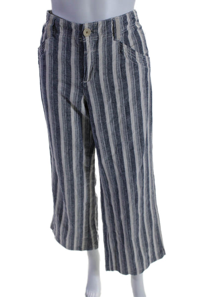 Pilcro Anthropologie Womens Mid Rise Striped Wide Leg Pants Blue White Size 8