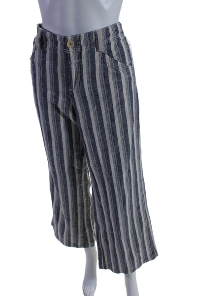 Pilcro Anthropologie Womens Mid Rise Striped Wide Leg Pants Blue White Size 8