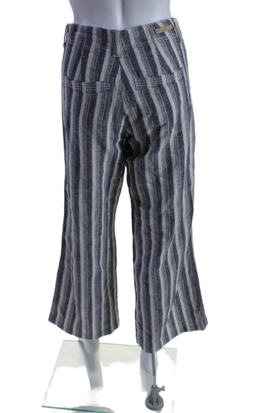 Pilcro Anthropologie Womens Mid Rise Striped Wide Leg Pants Blue White Size 8