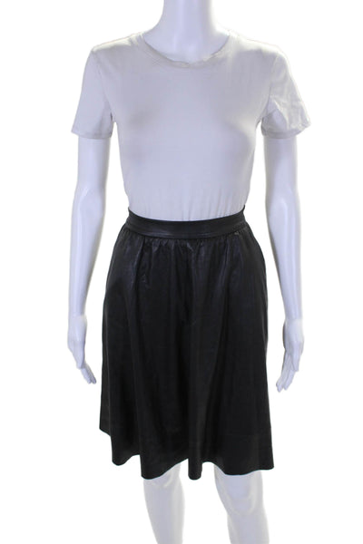 Search for Sanity Womens Faux Leather Knee Length A Line Skirt Black Size 2