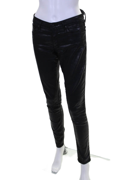 Adriano Goldschmied Womens Cotton Textured Tapered Zipped Jeans Black Size 28