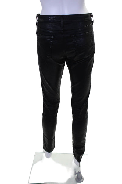 Adriano Goldschmied Womens Cotton Textured Tapered Zipped Jeans Black Size 28