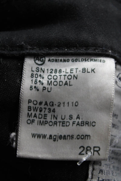 Adriano Goldschmied Womens Cotton Textured Tapered Zipped Jeans Black Size 28