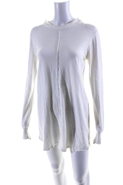 Stone Cold Fox Womens Long Sleeve Crew Neck Mini Shirt Dress White Cotton Size 1