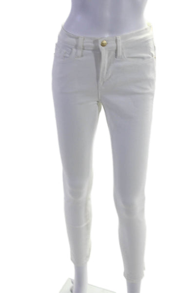 Frame Women's Midrise Five Pockets Slit Ankle Skinny Denim Pants White Size 27