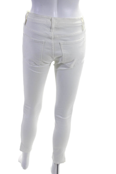 Frame Women's Midrise Five Pockets Slit Ankle Skinny Denim Pants White Size 27