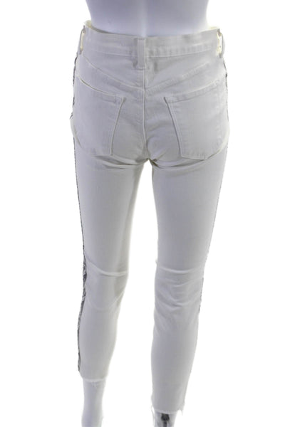 Frame Women's Midrise Five Pockets Slit Ankle Skinny Denim Pants White Size 27