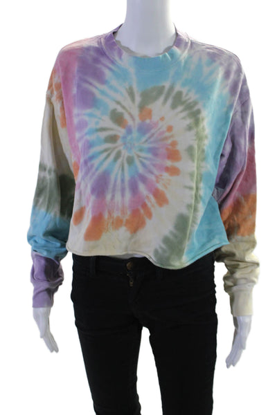 Daydreamer Womens Round Neck Long Sleeve Crop Hem Tie Dye Sweater Nude Size S