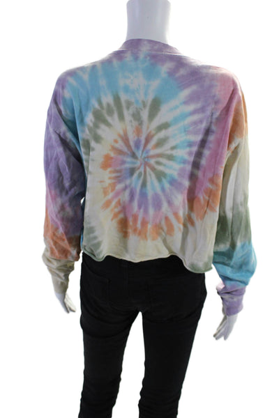 Daydreamer Womens Round Neck Long Sleeve Crop Hem Tie Dye Sweater Nude Size S