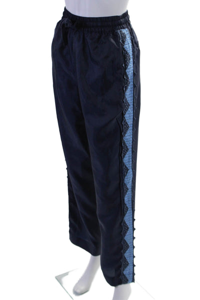 Sea New York Womens Navy Patched Embellished Drawstring High Rise Pants Size XXS