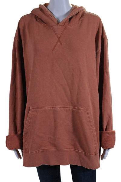 Wax London Womens Organic Cotton Front Pocket Pullover Hoodie Orange Size XL