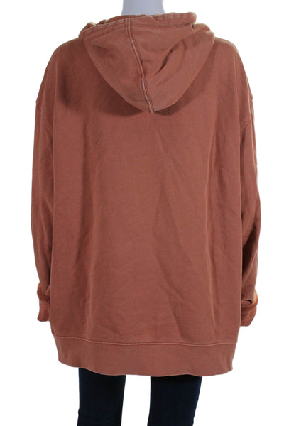 Wax London Womens Organic Cotton Front Pocket Pullover Hoodie Orange Size XL