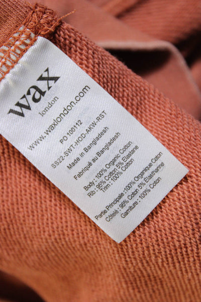 Wax London Womens Organic Cotton Front Pocket Pullover Hoodie Orange Size XL