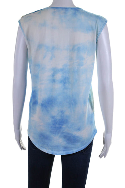 Saks Fifth Avenue X Balmain Womens Cotton Blue Tie Dye Tank Top Size XS