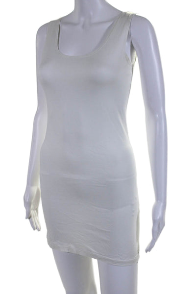 A Nue Ligne Womens Sleeveless Scoop Neck Knit Mini Dress White Size Petite