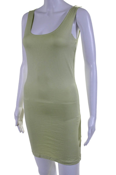 A Nue Ligne Womens Sleeveless Scoop Neck Knit Mini Dress Green Size Petite