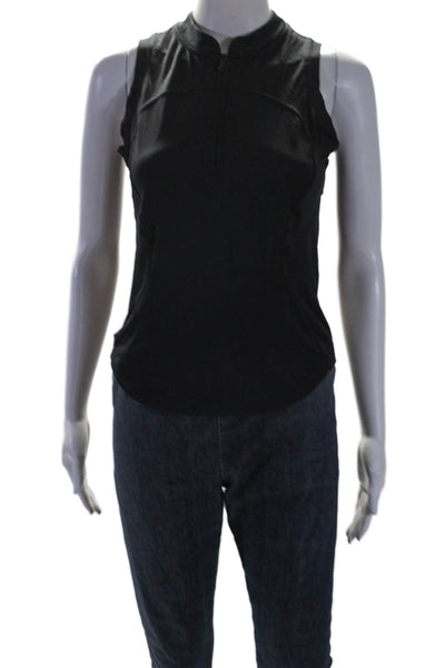 Lululemon Womens High Neck Zip Fitted Activewear Tank Top Black Size XS