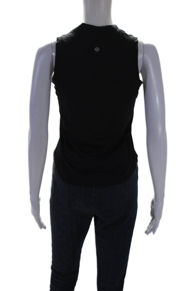 Lululemon Womens High Neck Zip Fitted Activewear Tank Top Black Size XS