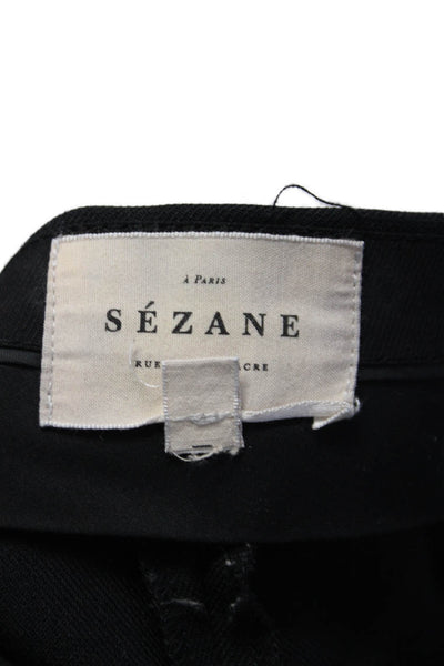 Sezane Womens Pleated Front High Rise Dress Pants Black Wool Size EUR 42