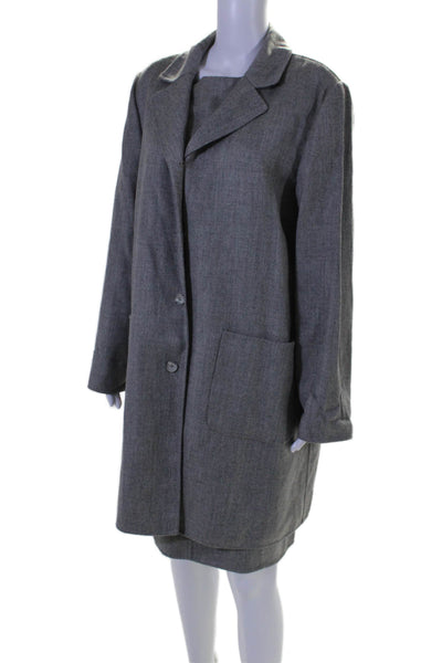 Bergdorf Goodman Womens Button Down Long Sleeves Dress Suit Gray Wool Size 14