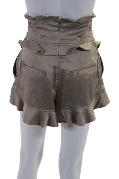 Marissa Webb Womens Brown Ruffle Tie Front Zip Back High Rise Shorts Size 2