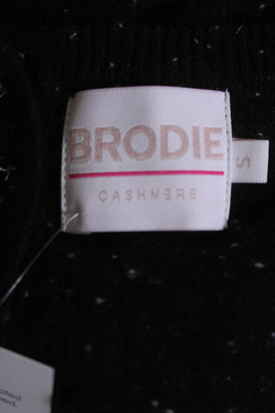 Brodie Womens Button Back Long Sleeve Crew Neck Cashmere Sweater Black Small