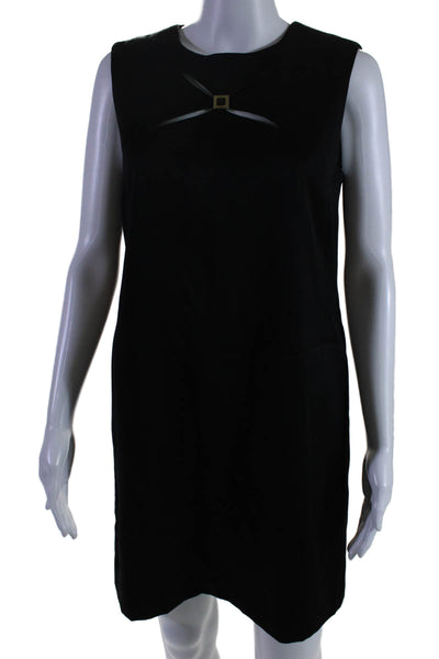 Milly Womens Back Zip Sleeveless Cut Out Shift Dress Black Wool Size 6