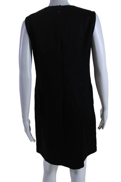 Milly Womens Back Zip Sleeveless Cut Out Shift Dress Black Wool Size 6