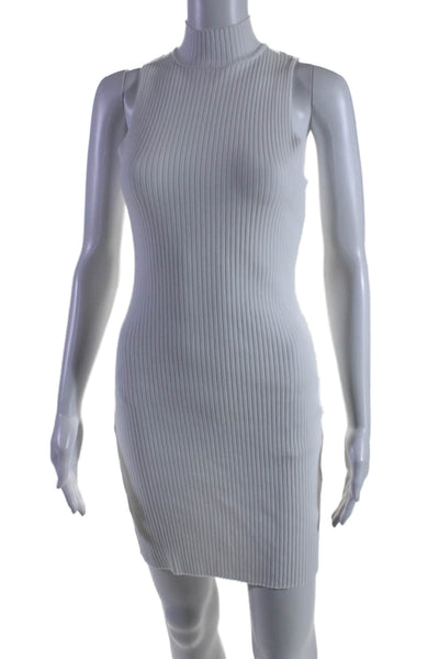 Cotton Citizen Womens Cotton Ribbed Sleeveless Turtleneck Dress White Size S