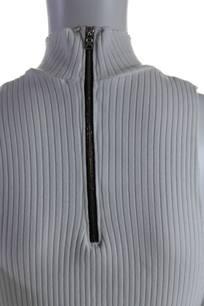Cotton Citizen Womens Cotton Ribbed Sleeveless Turtleneck Dress White Size S
