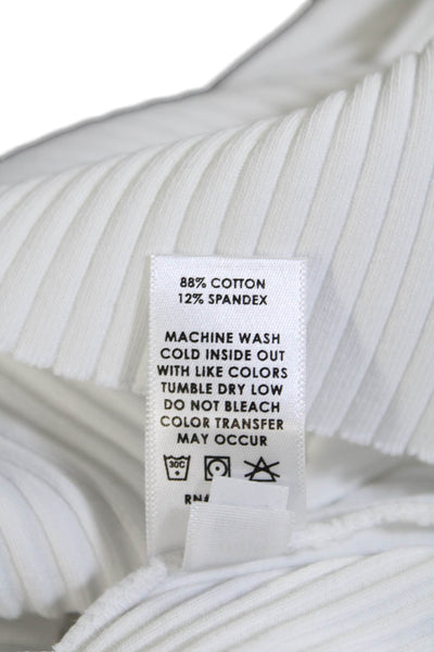 Cotton Citizen Womens Cotton Ribbed Sleeveless Turtleneck Dress White Size S